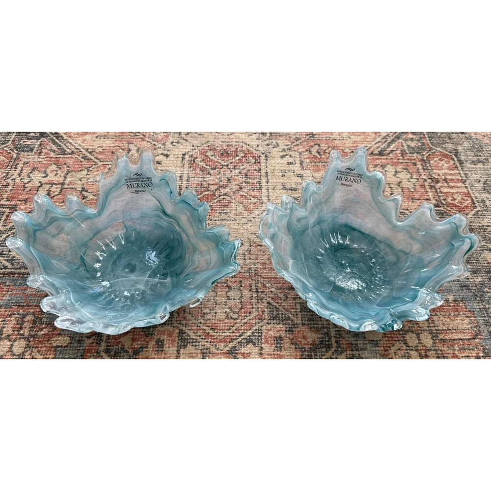 Murano Glass Blue Bowl Candy Dish with Tags and Sticker
